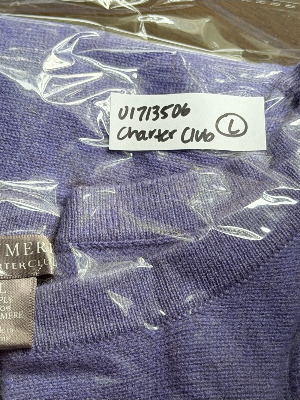 Charter Club 100% Cashmere Lavender Boat Neck Sweater Size L Soft Knit - Picture 9 of 9